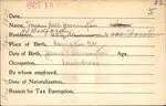 Voter registration card of Susan Hall Harrington, Hartford, October 19, 1920