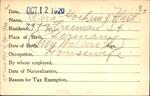 Voter registration card of Clara Goehring Hart, Hartford, October 12, 1920