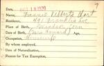 Voter registration card of Fannie Vibberts Hart, Hartford, October 18, 1920