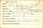 Voter registration card of Ida Hallgren Hart, Hartford, October 19, 1920