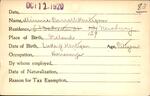 Voter registration card of Minnie Carroll Hartigan, Hartford, October 12, 1920