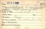 Voter registration card of Adelaide Van Orden (Hartz), Hartford, October 15, 1920