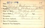 Voter registration card of Mary J. Mahoney Hascall, Hartford, October 15, 1920