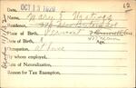 Voter registration card of Mary E. Hastings, Hartford, October 13, 1920