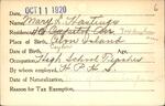 Voter registration card of Mary L. Hastings, Hartford, October 11, 1920