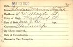 Voter registration card of Florence Marvin Hatch, Hartford, October 13, 1920