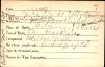 Voter registration card of Lora Clarke Collett (Hawkins), Hartford, October 18, 1920