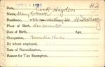 Voter registration card of Mary E. Cook (Hayden), Hartford, October 18, 1920