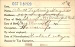 Voter registration card of Alice Ludwig Hayes, Hartford, October 18, 1920