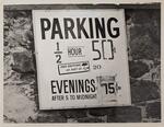 Parking sign, northwest corner of Allyn and High Streets, Hartford, October 24, 1971