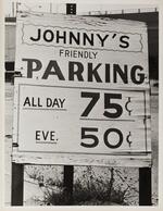 Johnny's Friendly Parking sign, Market and Trumbull Streets, Hartford, October 24, 1971