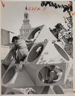 Children on playground structure, Hartford, August 3, 1974