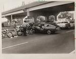 Scene of car-motorcycle accident, I-84, Hartford, September 7, 1976