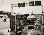 Car sideswiped on I-84 near Sigourney Street exit, Hartford, October 3, 1976