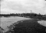 Road, bridge and river in flood, Hartford, possibly 1924