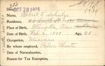Voter registration card of Robert F. Schulze, Hartford, October 20, 1916
