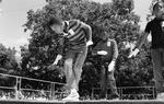 Three boys compete in Peace Train's Breaking & Popping Contest, Bushnell Park 1983