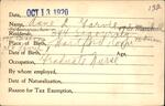 Voter registration card of Anne L. Garvie,  October 13, 1920
