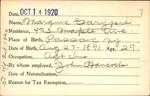 Voter registration card of Marquis Garypie, October 14, 1920