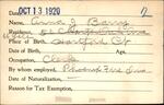 Voter registration card of Anna J. Barry, October 13, 1920