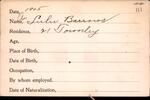 Voter registration card of (A.) Lulu Barrows, 1905