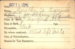 Voter registration card of Dorothy M. Barrows, October 15, 1920