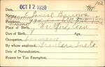 Voter registration card of E. Louise Barrows, October 12, 1920