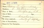 Voter registration card of Mary E. Saunders, October 14, 1920
