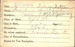 Voter registration card of Marjorie A. Fisher (Satriano), October 14, 1920