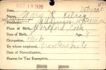 Voter registration card of Mary R. Kilroy (Satriano), October 18, 1920