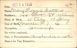 Voter registration card of Mary Poggie Sataro, October 16, 1920