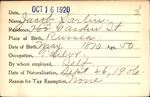 Voter registration card of Jacob Sarlin, October 16, 1920