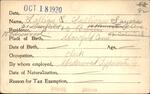 Voter registration card of Lillian E. Sullivan (Sayers), October 18, 1920