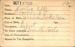 Voter registration card of Amelia Abbe, Hartford, October 16, 1920