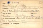 Voter registration card of Olive S. Abbey, Hartford, October 19, 1920