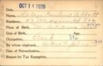 Voter registration card of Helen Pauline Abbott, Hartford, October 14, 1920