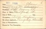 Voter registration card of Mary M. Ahearn (Ahern), Hartford, October 9, 1920