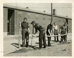 German POWs repairing fence, Bradley Field, Windsor Locks, October 1944