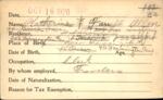 Voter registration card of Katherine E. Farrell (Allen), Hartford, October 16, 1920