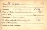Voter registration card of Bertha E. Allshouse, Hartford, October 12, 1920