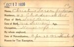 Voter registration card of Christine Larson Anderson, Hartford, October 12, 1920