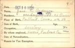 Voter registration card of Jane C. (E.) Anderson, Hartford, October 16, 1920