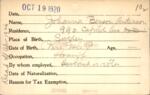 Voter registration card of Johanna Benson Anderson, Hartford, October 19, 1920