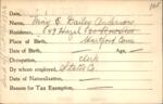Voter registration card of May E. Dailey Anderson, Hartford, October 19, 1920