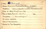 Voter registration card of Minnie Moore Weston (Minnie W. Anderson), Hartford, October 16, 1920