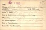 Voter registration card of Nina Sammis Anderson, Hartford, October 18, 1920
