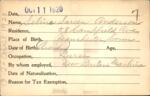Voter registration card of Selina Screen Anderson, Hartford, October 11, 1920