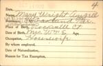 Voter registration card of Mary Wright Angell, Hartford, October 14, 1920