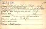 Voter registration card of Ida Sniffin Barnes, Hartford, October 15, 1920