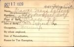 Voter registration card of Frances Mays Anthony, Hartford, October 12, 1920